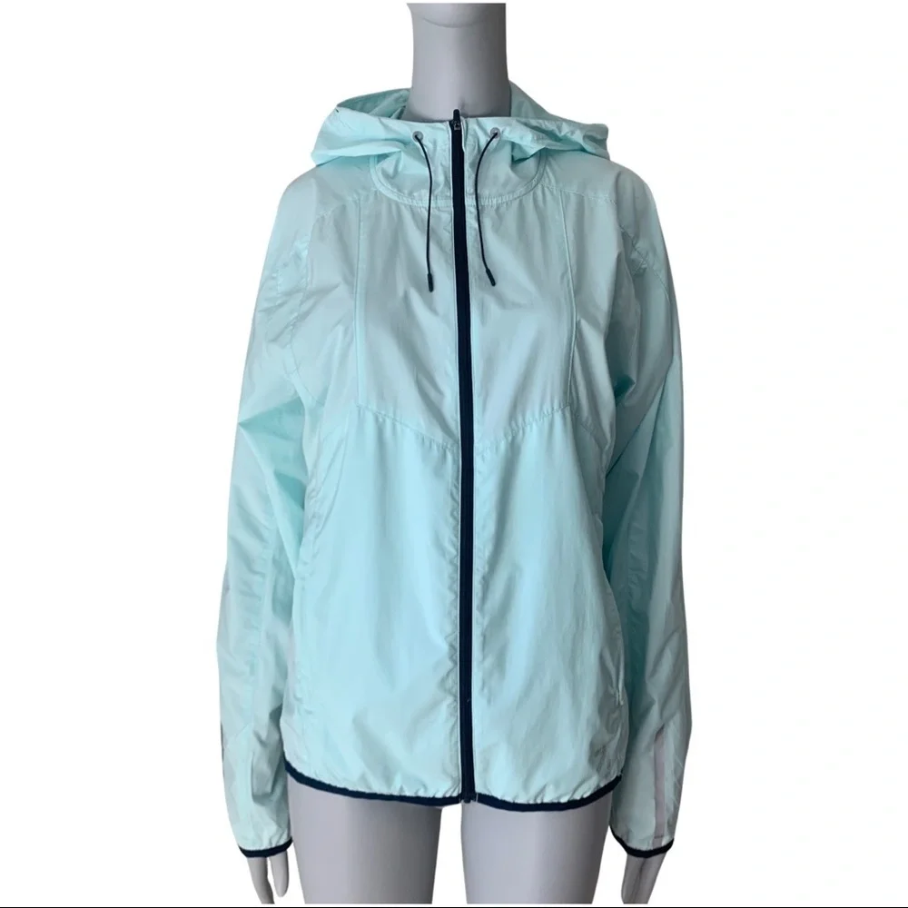 New Balance for J. CREW Windbreaker Hooded Jacket in Aqua Sky Lightweight Size S - Picture 5 of 16